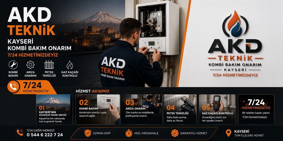 AKD Teknik kombi bakım onarım servis afişi